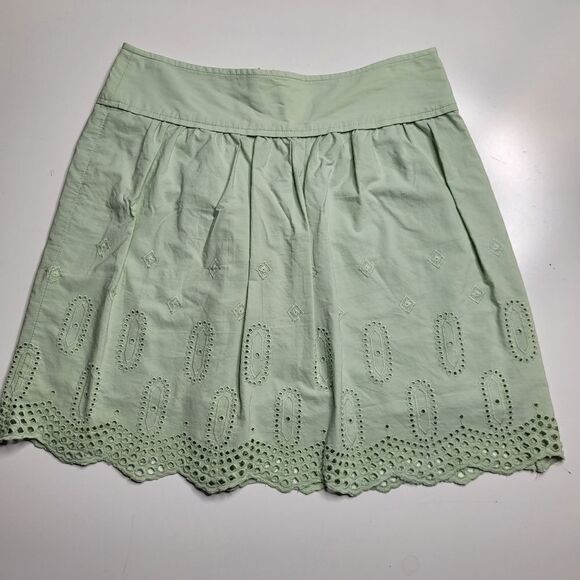 LOFT Dresses & Skirts - LOFT sage mint green eyelet cotton lined mini skirt 0P 0 petite xs small